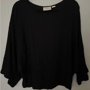 Maeve by Anthropologie Textured Black Blouse